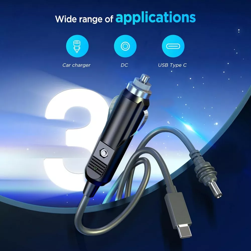 2-in-1 Starlink DC to USB-C Car Charger Cable