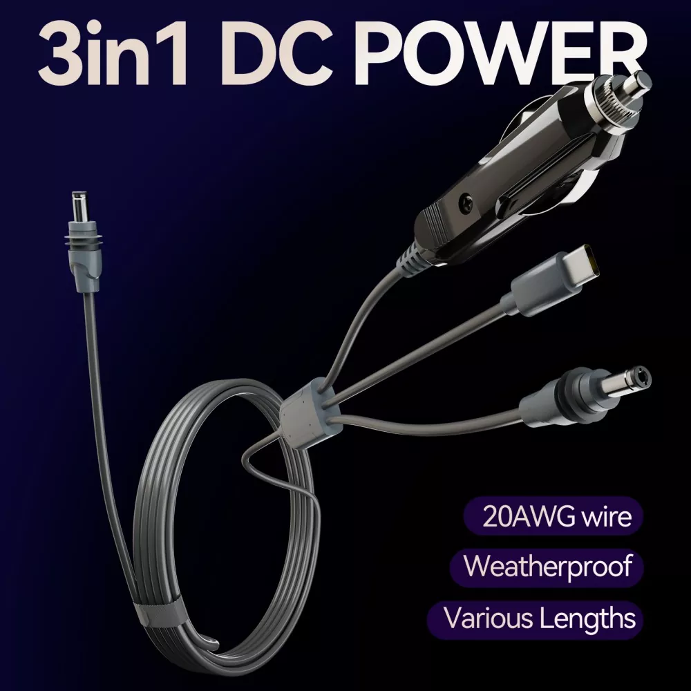 3-in-1 Starlink DC to USB-C Car Charger Cable