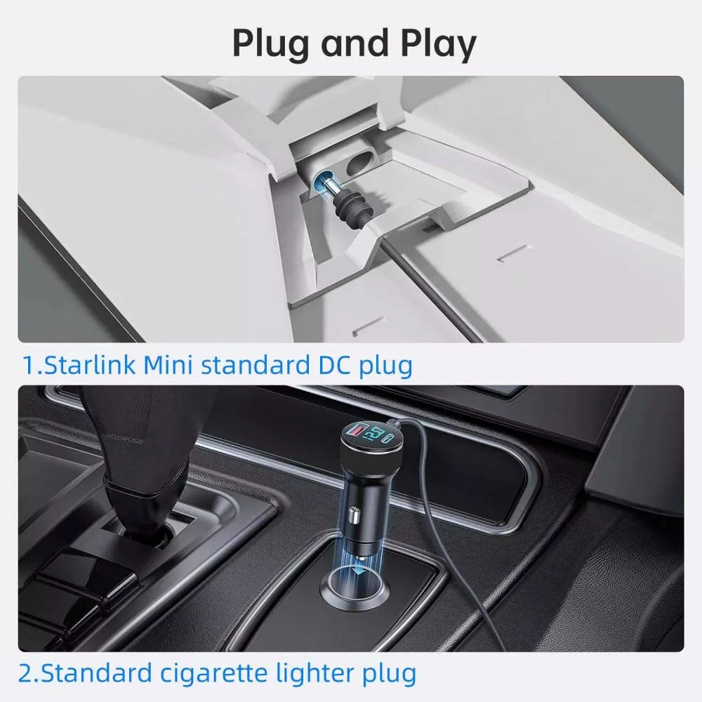 Starlink DC to Digital Display Car Charger Cable
